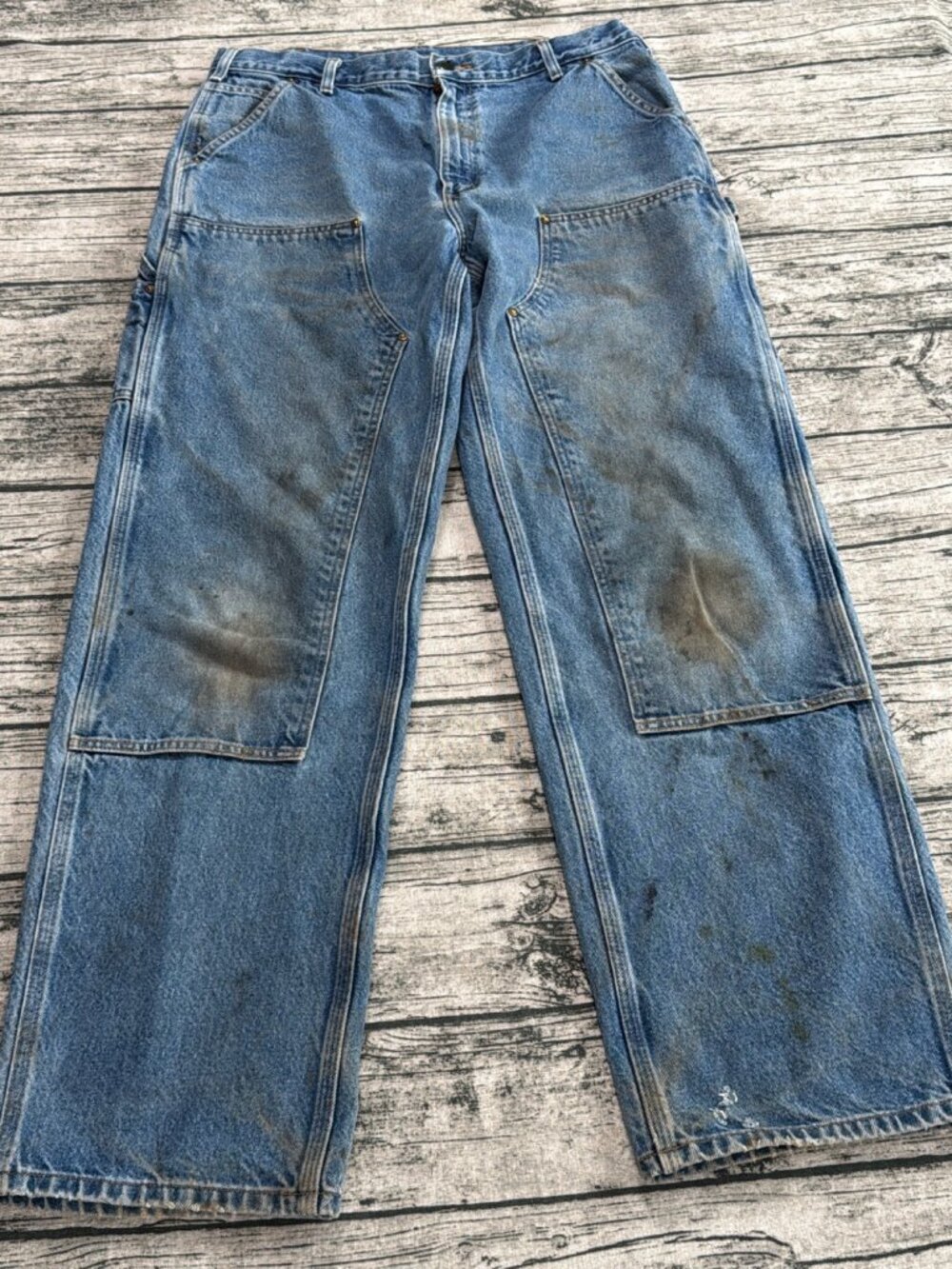 Carhartt B73-DST Mens 36x34 Double Knee Carpenter Work Pants Distressed